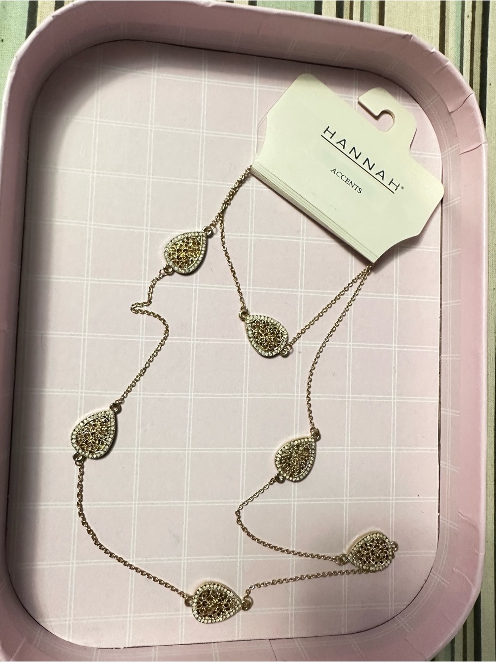 Hannah Gold Teardrop Station Necklace